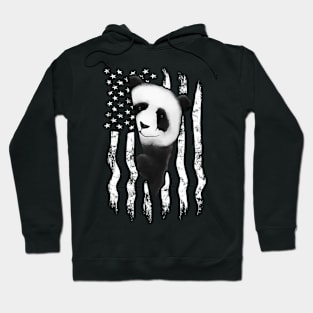 Panda Bear Grungy American Flag US Panda Art Hoodie